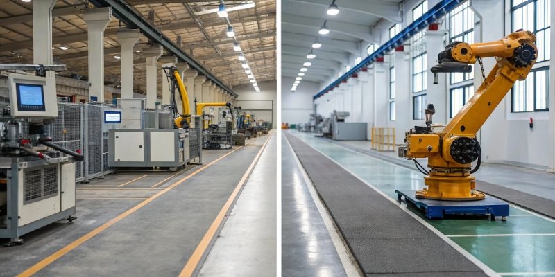 Choosing the Right Path for Your Factory Two paths, one leading to a smart factory and one to a traditional workshop