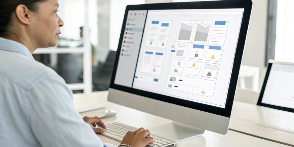 Flexible Label Editing Software A user on a computer screen dragging and dropping elements in label design software