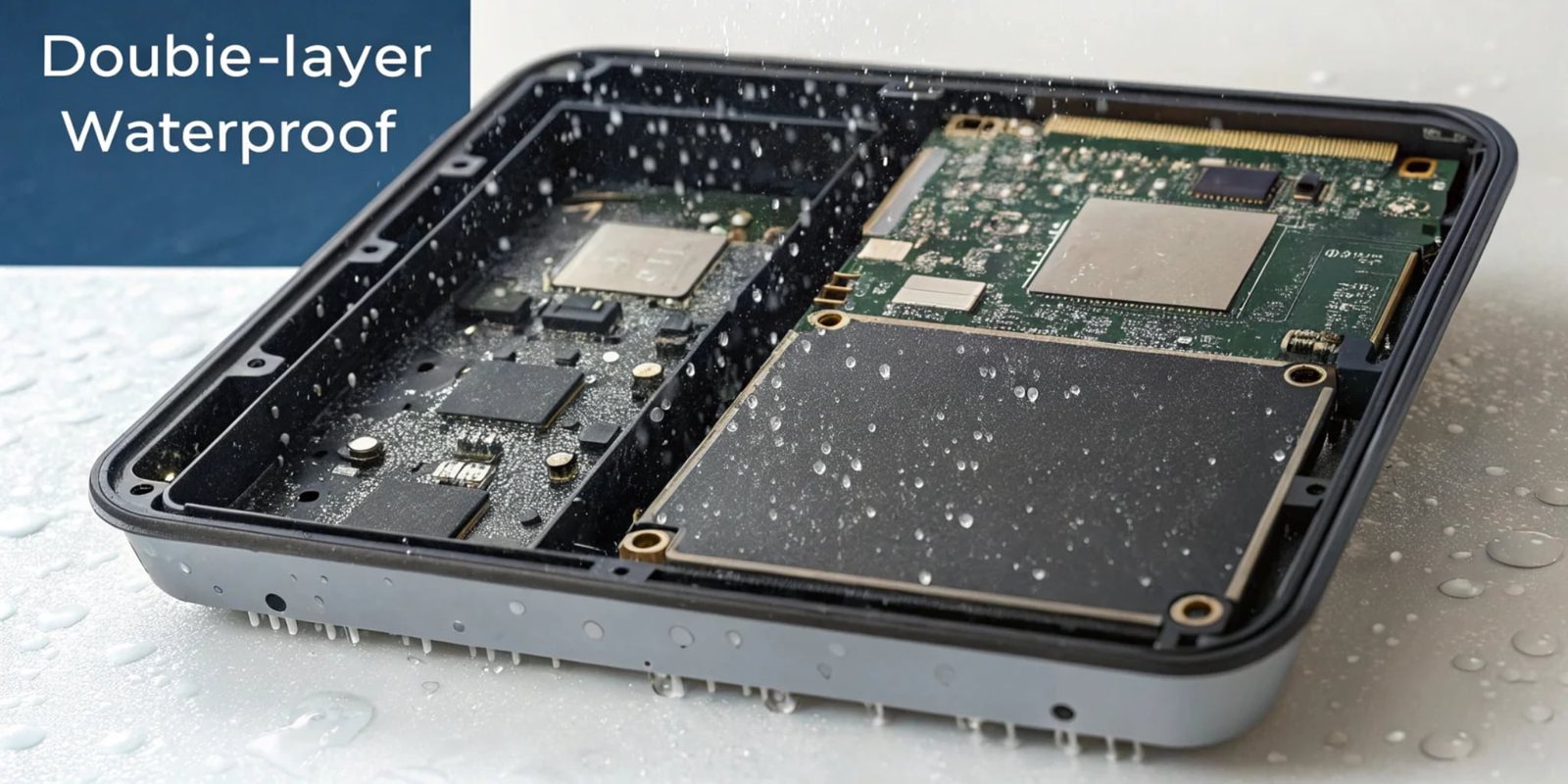 Enhanced waterproof mainboard for scales An inside view of a scale showing a double-layer waterproof mainboard