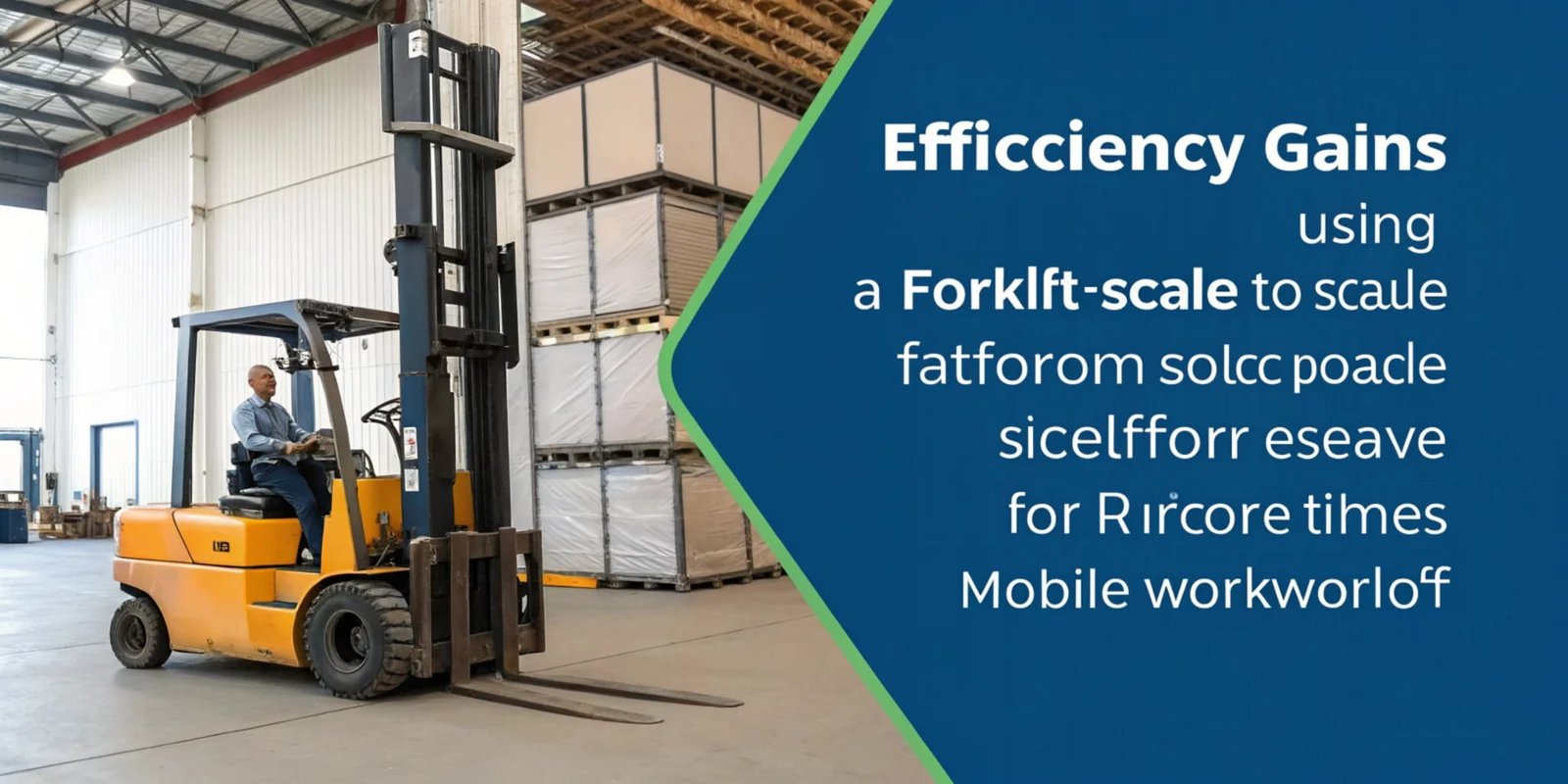 Forklift Scale Efficiency Gains An infographic illustrating time saved per task using a forklift scale versus a platform scale.