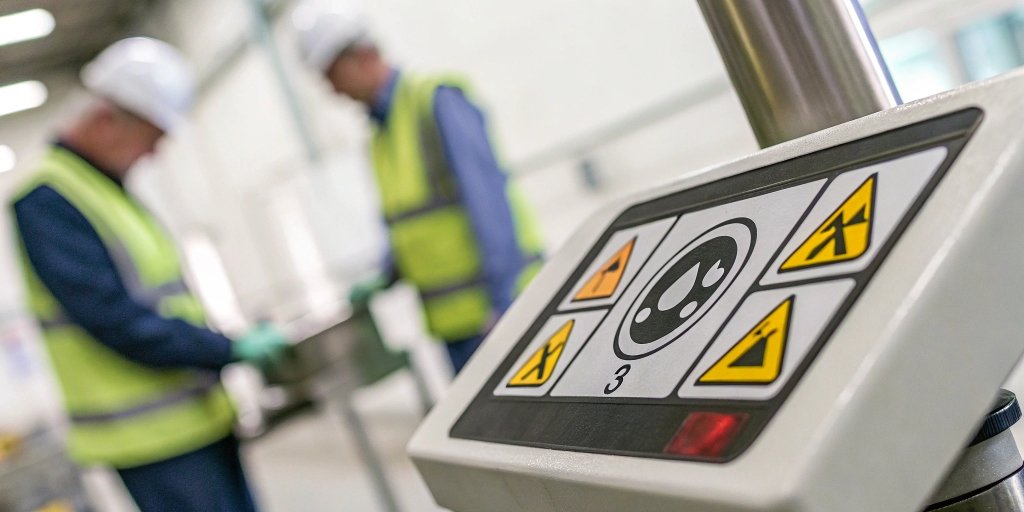 Explosion-Proof Certification Markings A close-up of a certification label on an explosion-proof scale with ATEX and IECEx markings.