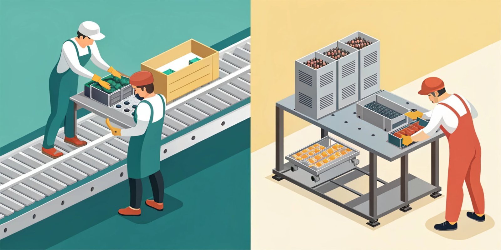 Manual vs. Automated Sorting Side-by-side comparison of manual sorting vs. an automated grading scale